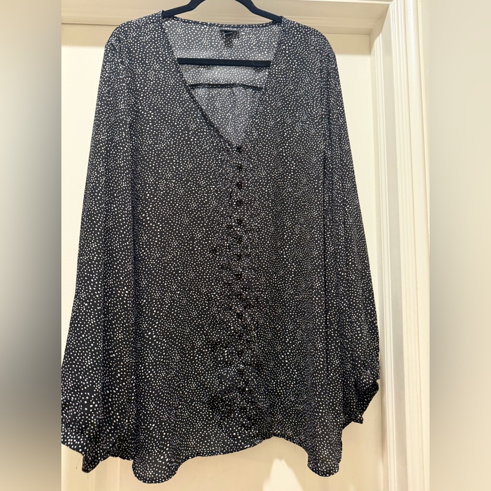 Torrid Black and White Dotted Blouse